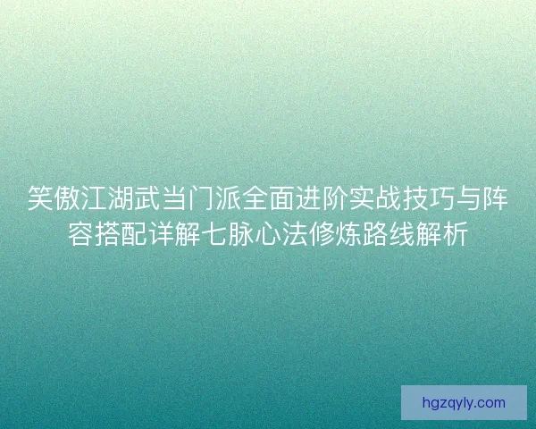 笑傲江湖武当门派全面进阶实战技巧与阵容搭配详解七脉心法修炼路线解析